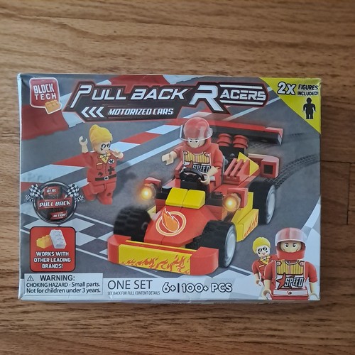 Block Tech Pull Back Racers Motorized Cars 2 Figures 121 Pcs