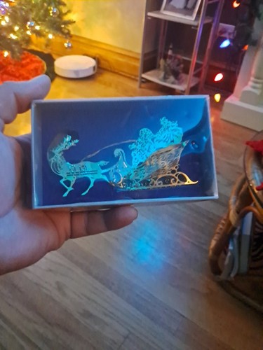 1983 Vintage Gold N' Brass Santa & Reindeer Ornament