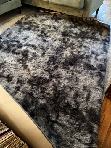 Fluffy 5x7 Shag Area Rug - Dark Gray Charcoal Black