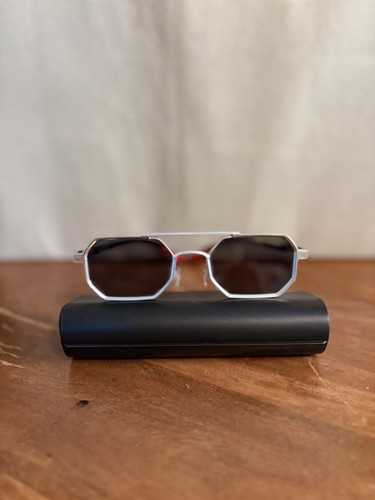 Octagonal Steampunk Sunglasses - Silver Metal Double Bridge