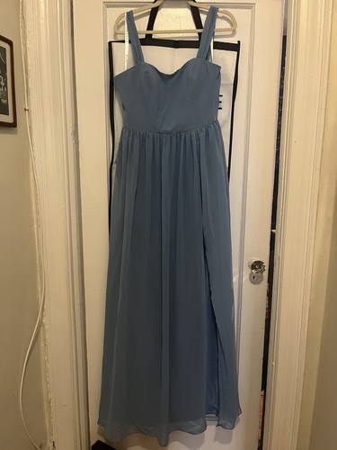 Azazie Women’s Calianna Bridesmaid Maxi Dress Steel Blue Size 12 - photo 3