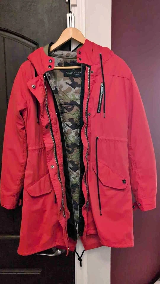 Maison Scotch Red Hooded Parka Jacket