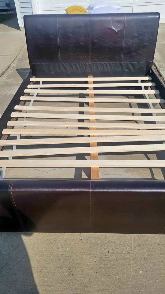 Queen Leather Platform Bed Frame