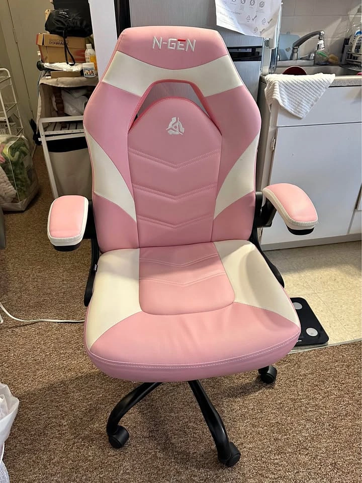 N-GEN Pink and White Ergonomic Gaming Chair / Office Chair