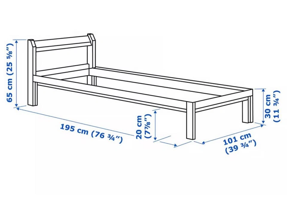 IKEA NEIDEN Twin Bed Frame with Slates and Bamboo Mattress - photo 2