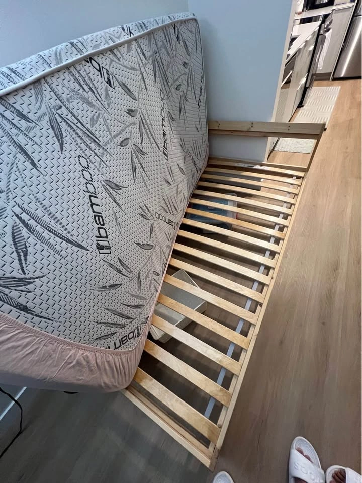 IKEA NEIDEN Twin Bed Frame with Slates and Bamboo Mattress - photo 4