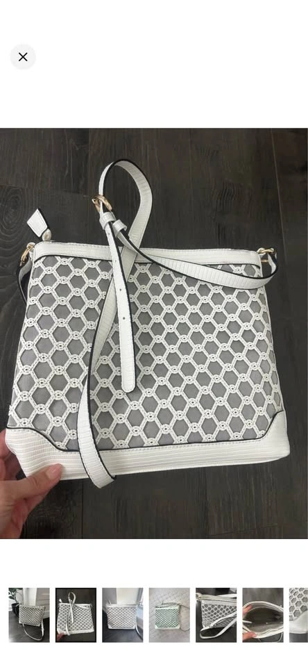 MELANIE LYNE White Lattice Woven Mesh Crossbody Bag - photo 2