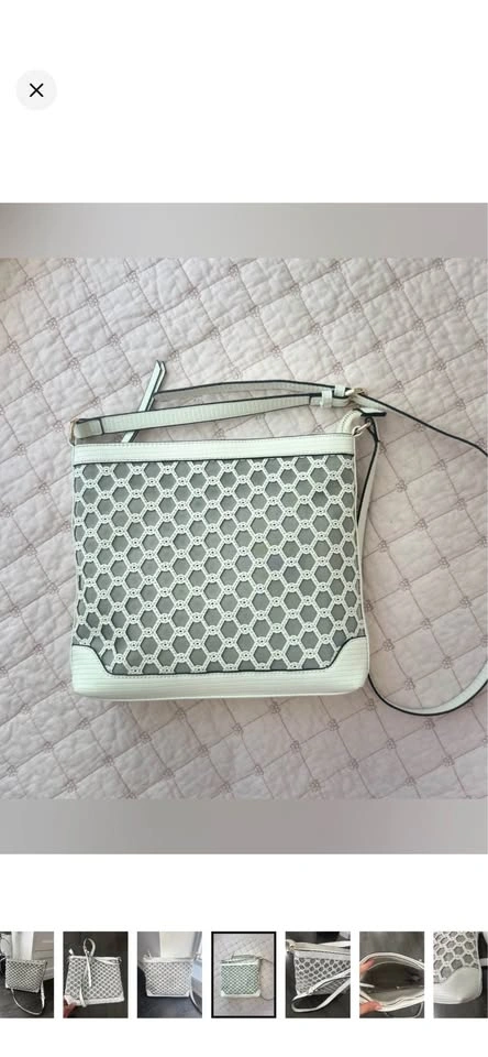 MELANIE LYNE White Lattice Woven Mesh Crossbody Bag - photo 3