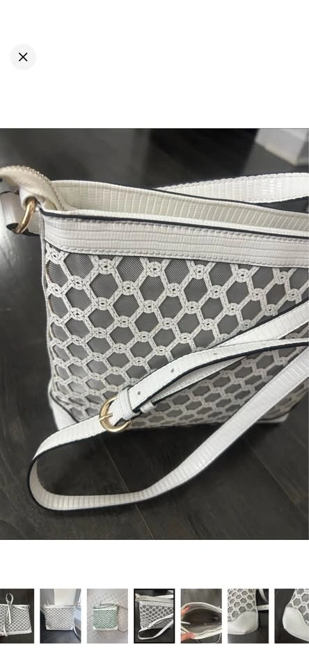 MELANIE LYNE White Lattice Woven Mesh Crossbody Bag - photo 4