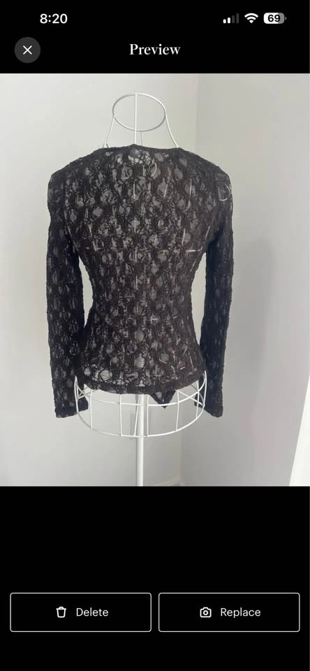 H&M Divided Brown Sheer Lace Asymmetrical Top XS Whimsigoth - photo 3