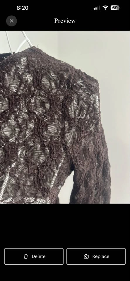 H&M Divided Brown Sheer Lace Asymmetrical Top XS Whimsigoth - photo 4