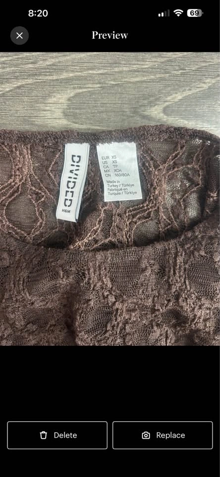 H&M Divided Brown Sheer Lace Asymmetrical Top XS Whimsigoth - photo 5