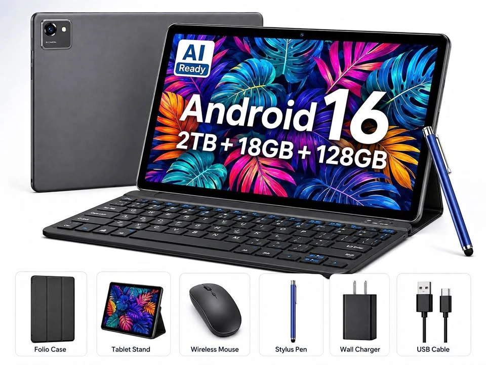 TABWEE T80 10.1” Android Tablet – 18GB RAM 128GB – Keyboard & Ac