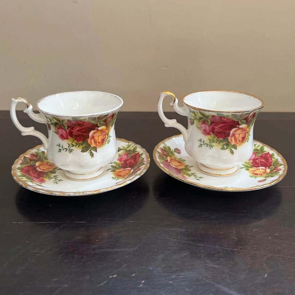 2 Set Royal Albert Old Country Roses Teacups & Saucers - photo 5