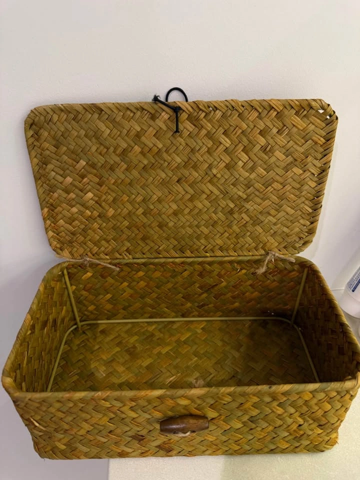 Woven Seagrass Storage Basket with Lid - photo 2