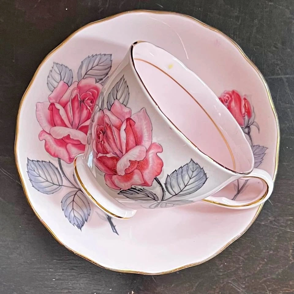 Vintage England Colclough Pink Bone China Tea Cup And Saucer