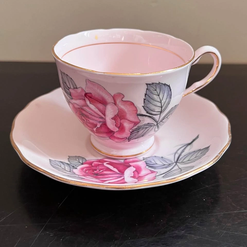 Vintage England Colclough Pink Bone China Tea Cup And Saucer - photo 2