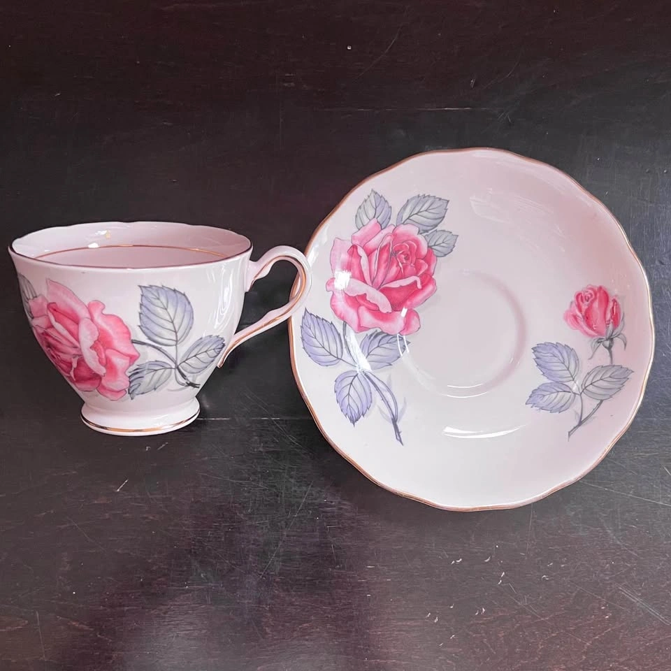 Vintage England Colclough Pink Bone China Tea Cup And Saucer - photo 5