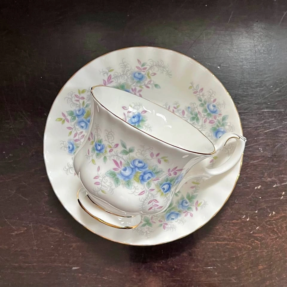 Royal Albert Blue Blossom Bone China Tea Cup and Saucer Set