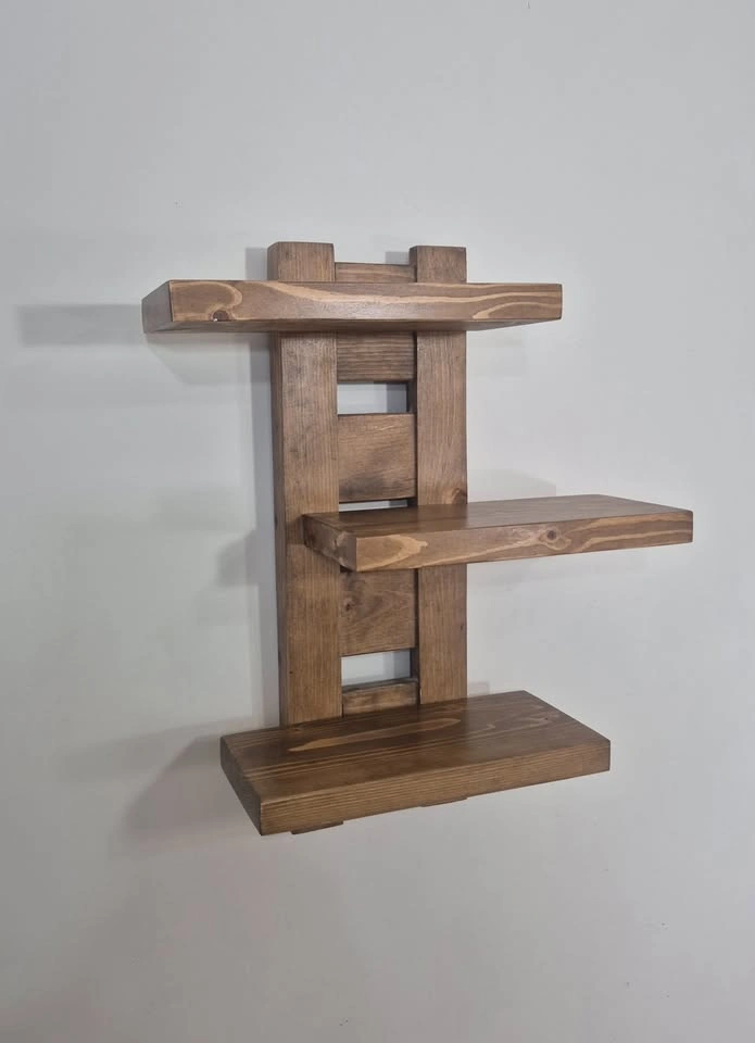Wall Shelves --3 Tier Solid Wood, Rustic, Artisan Made-- - photo 2