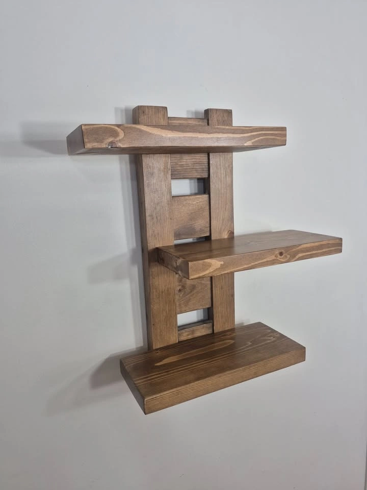 Wall Shelves --3 Tier Solid Wood, Rustic, Artisan Made-- - photo 3