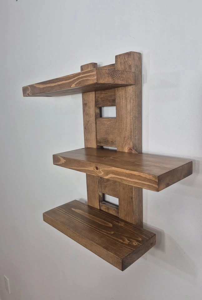 Wall Shelves --3 Tier Solid Wood, Rustic, Artisan Made-- - photo 4