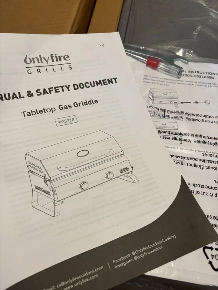 Portable 2-Burner Stainless Steel Gas Griddle 18"x14" image indicator(3)