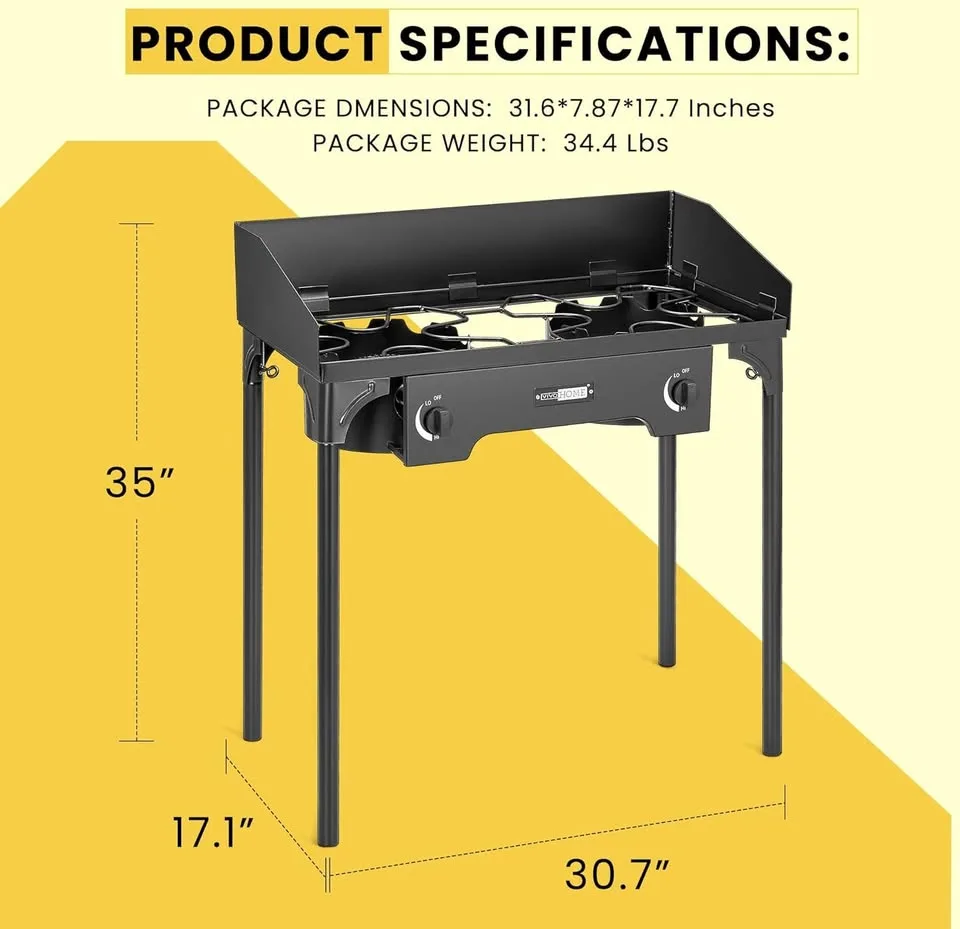 Double Burner Outdoor Propane Stove 150,000 BTU image indicator(2)