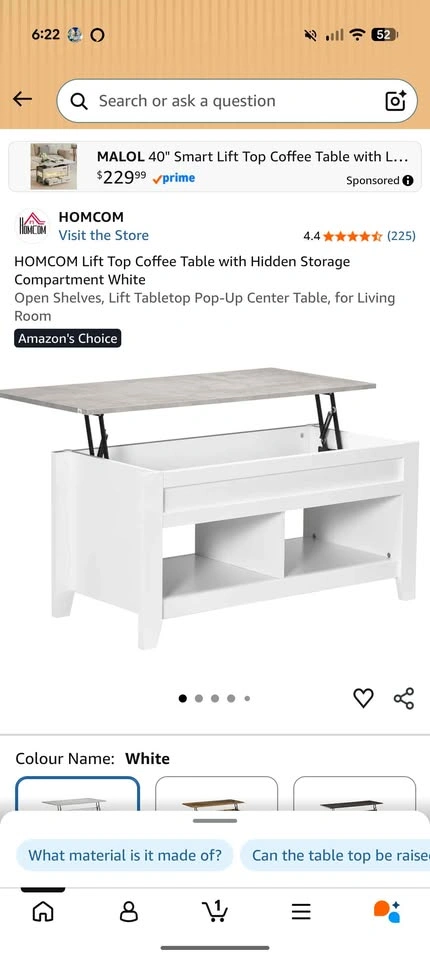 Lift Top Coffee Table with Storage Compartment - photo 2