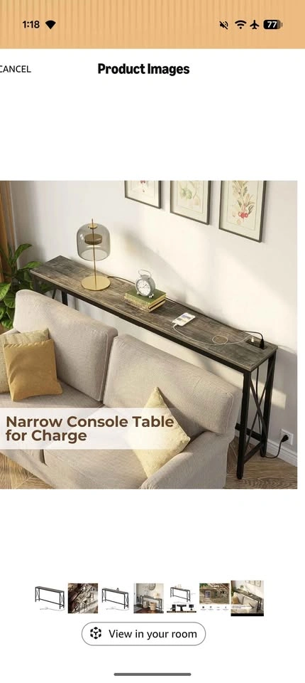 Narrow Sofa Table with Power Outlets - photo 3