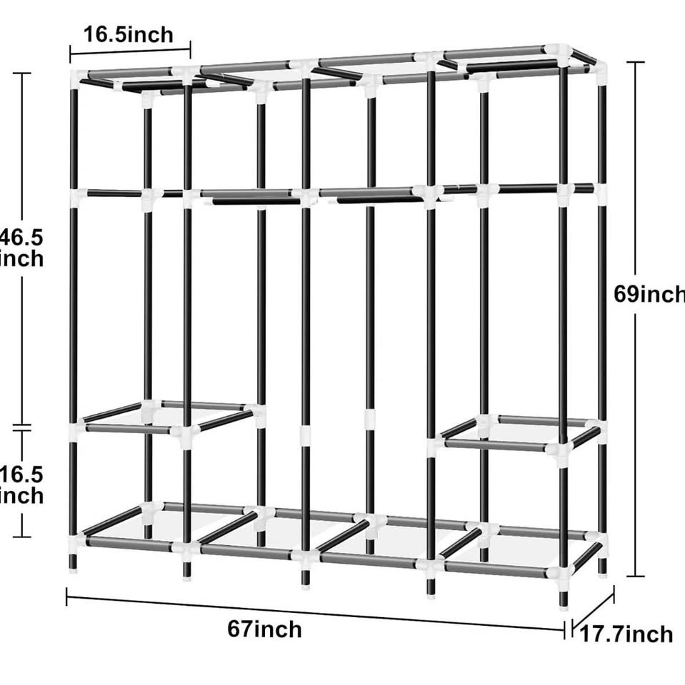 67 Inch Black Portable And Sturdy Wardrobe Closet - photo 4