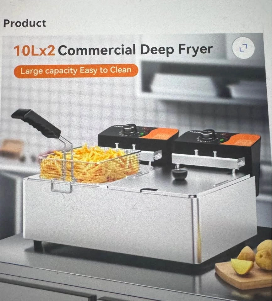 TANGME Commercial Deep Fryer, 3400W Electric Countertop Fryer - photo 2