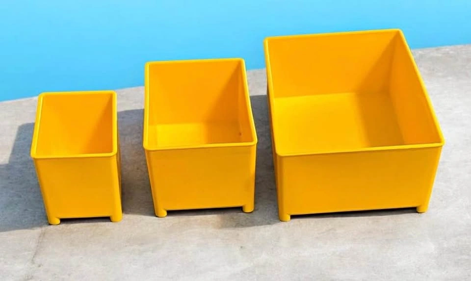 Small Yellow Plastic Organizer Bin Set of 3