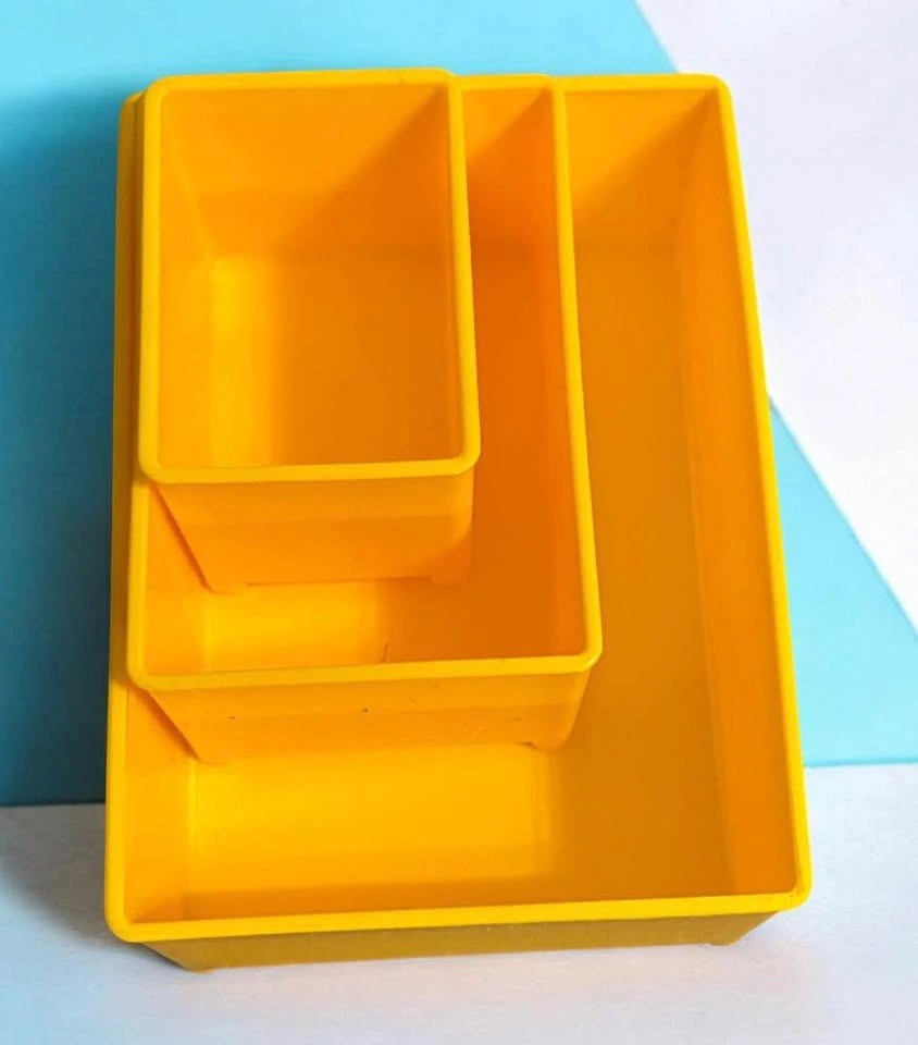 Small Yellow Plastic Organizer Bin Set of 3 - photo 3