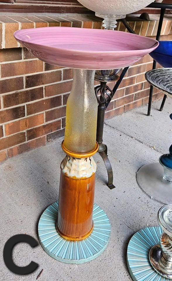 Upcycled Glass & Ceramic Bird Baths – One-of-a-Kind Garden Art! - photo 3