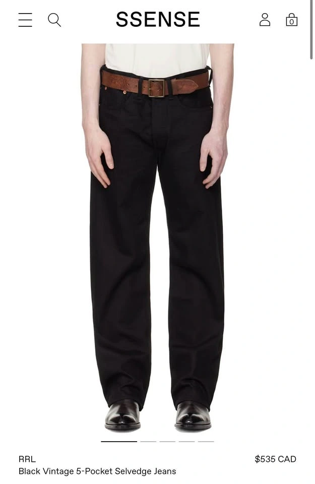 RRL Japanese Black Selvedge Denim sz 36x30 - photo 2