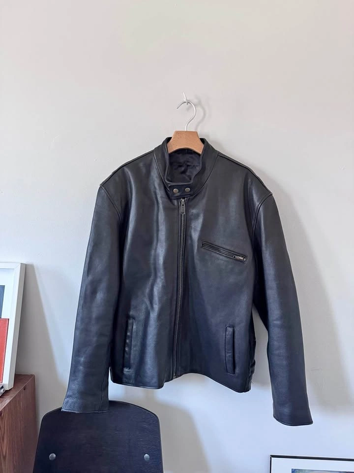 Real Leather Biker Jacket sz XL