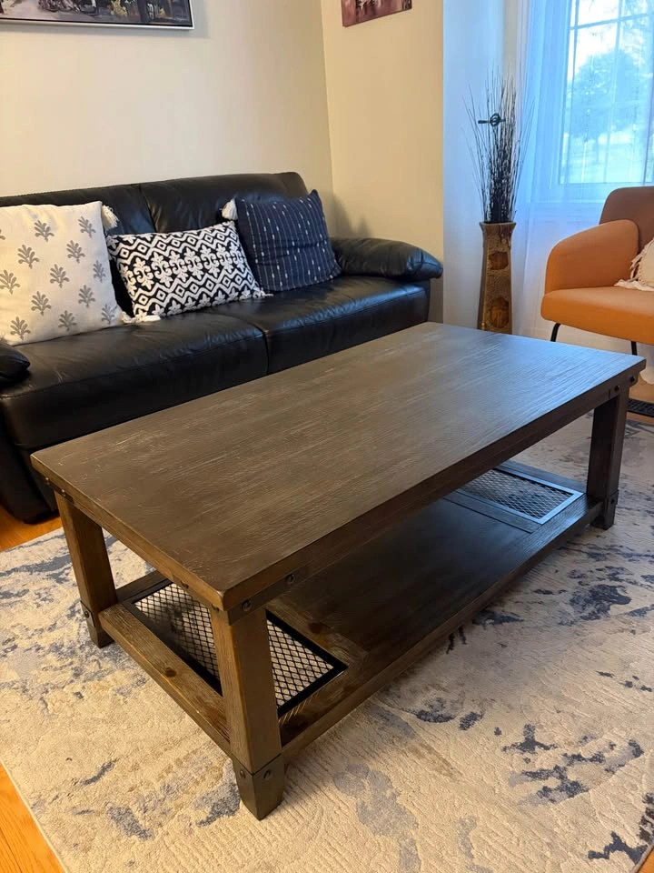 Rustic Industrial Wood and Metal Coffee Table - photo 2