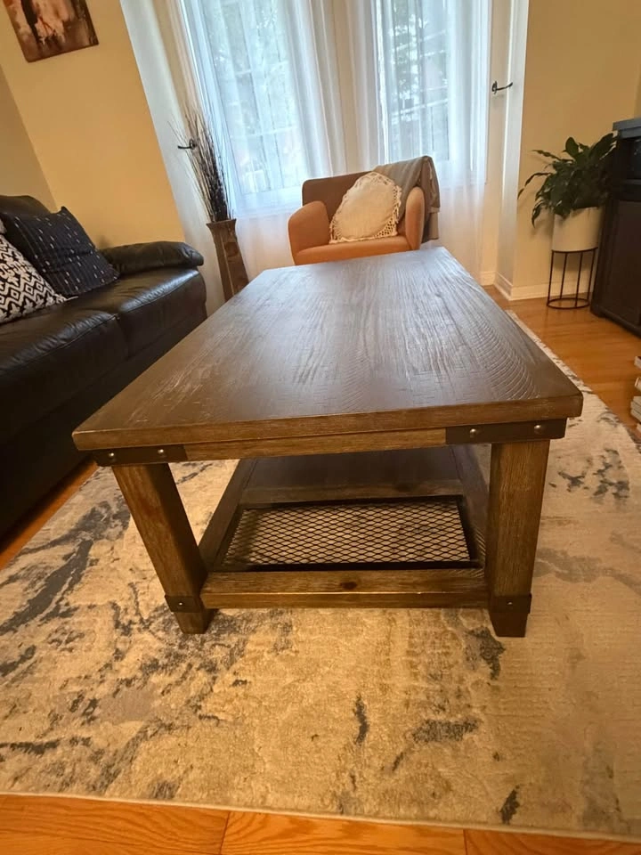 Rustic Industrial Wood and Metal Coffee Table - photo 3