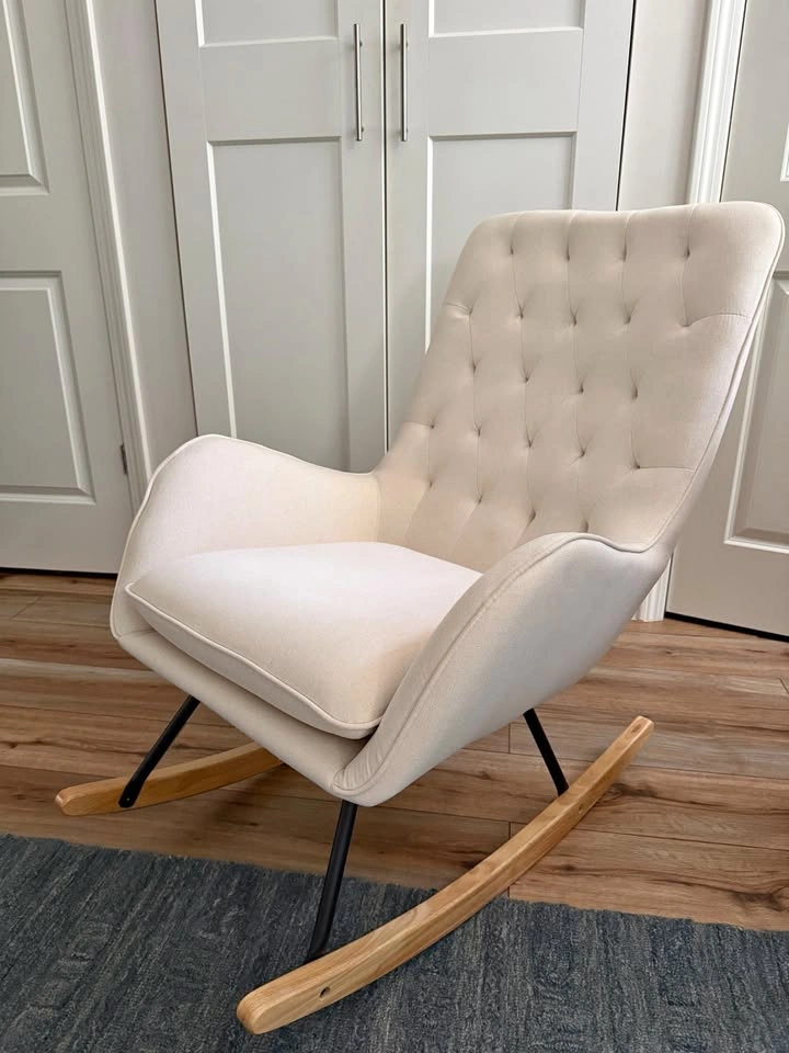 Mid-Century Tufted Rocking Chair – Like New