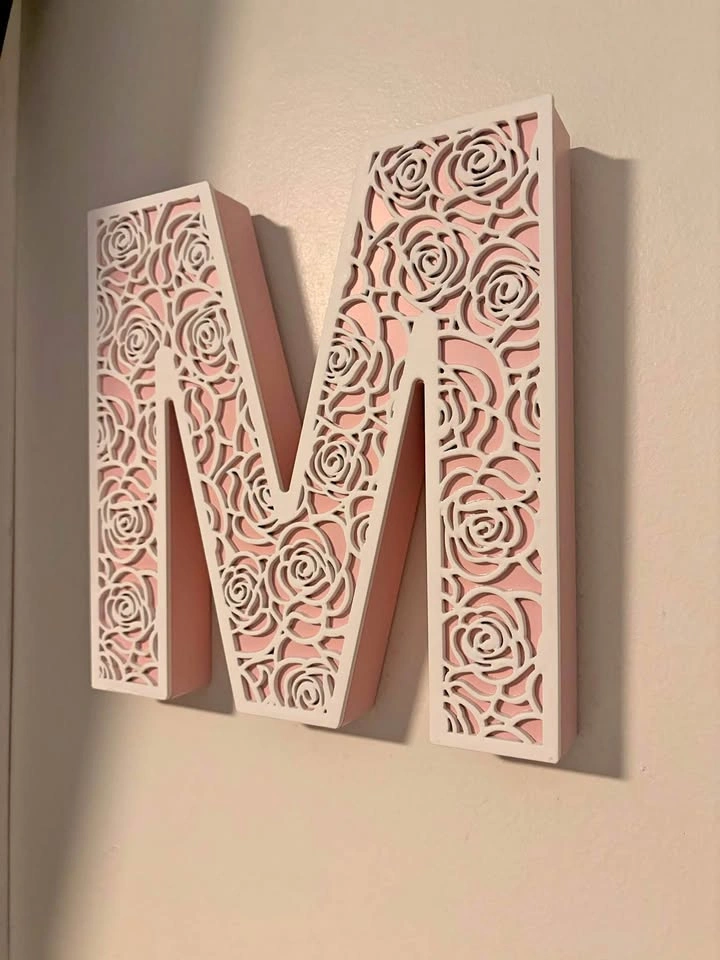 Floral Cutout Decorative Letter M Wall Art