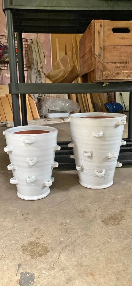 Pair of White Ceramic Indoor Pots