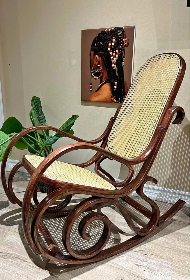 Vintage Thonet-Style Bentwood & Cane Rocking Chair