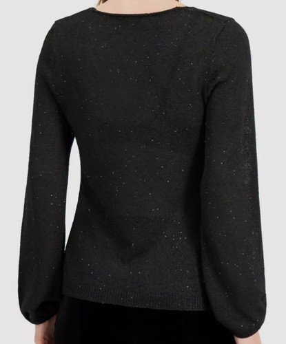 New With Tags! Donna Karan Sequin Bubble Sleeve Deep-V Sweater - photo 2