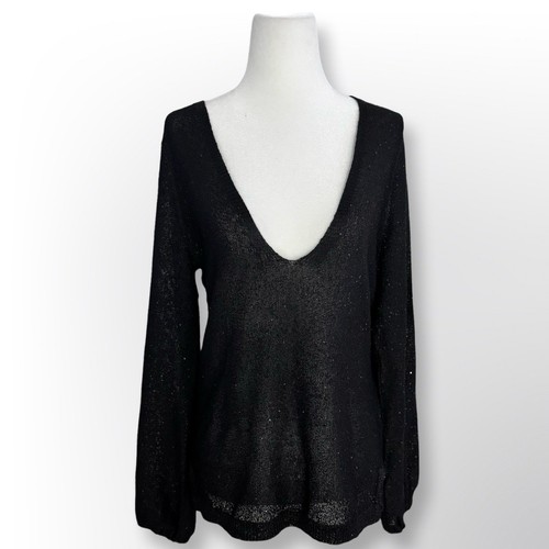 New With Tags! Donna Karan Sequin Bubble Sleeve Deep-V Sweater - photo 4