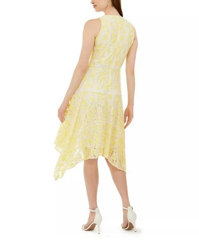 New W/Out Tags! Taylor Yellow Lace Asymmetrical Midi Dress | Siz - photo 2