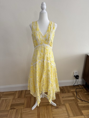 New W/Out Tags! Taylor Yellow Lace Asymmetrical Midi Dress | Siz - photo 3