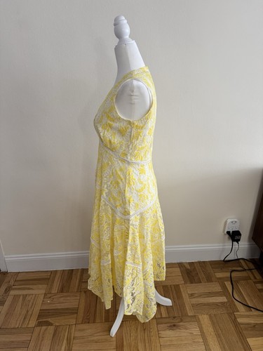 New W/Out Tags! Taylor Yellow Lace Asymmetrical Midi Dress | Siz - photo 4
