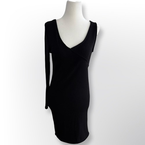 New With Tags! Topshop Black One Shoulder V-Neck Bodycon Dress |