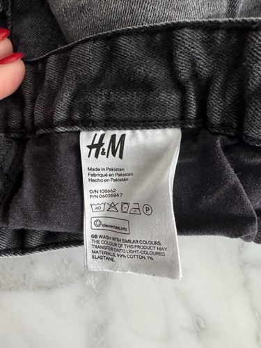 H&M Black Denim Distressed Shorts | Size 8 - photo 5